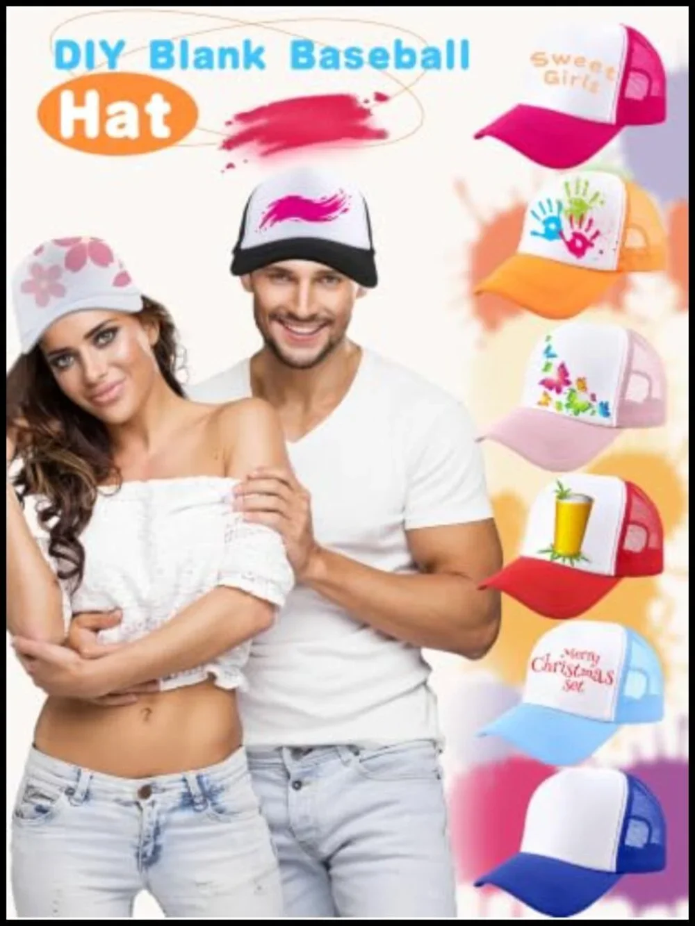 18 Pack Blank Trucker Hats Adjustable Sublimation DIY Baseball Caps for Summer